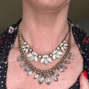 Set of two chunky rhinestone choker necklaces